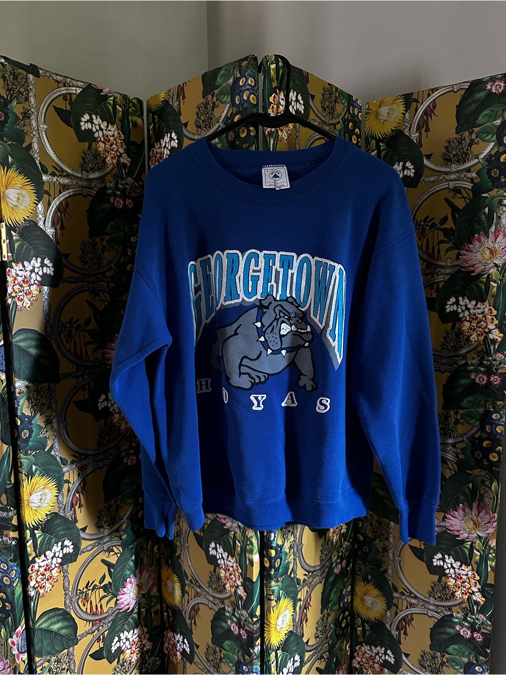 Vintage 90s Delta Georgetown Bulldogs Blue Crewneck Sweatshirt Pullover Large L